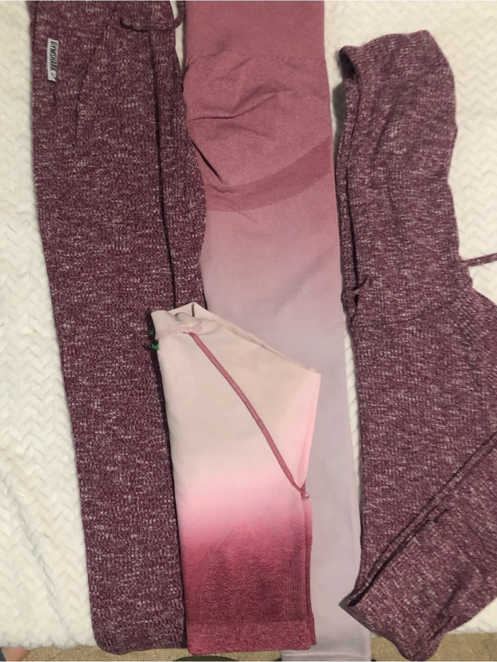 Gymshark Maroon to Pink Ombre Legging and Hoodie Set